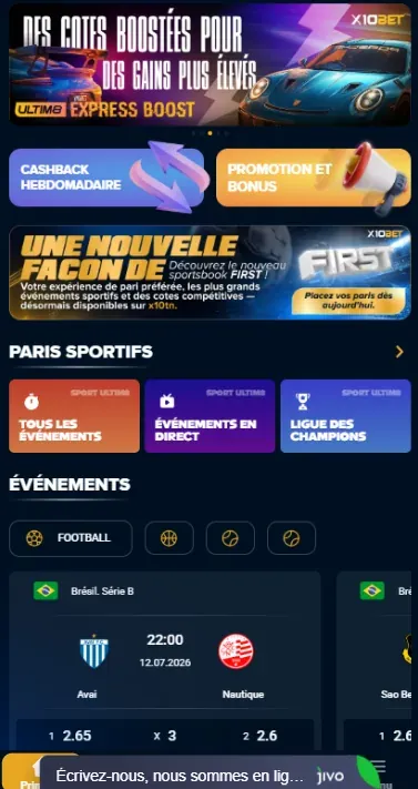 X10BET app — casino et machines à sous